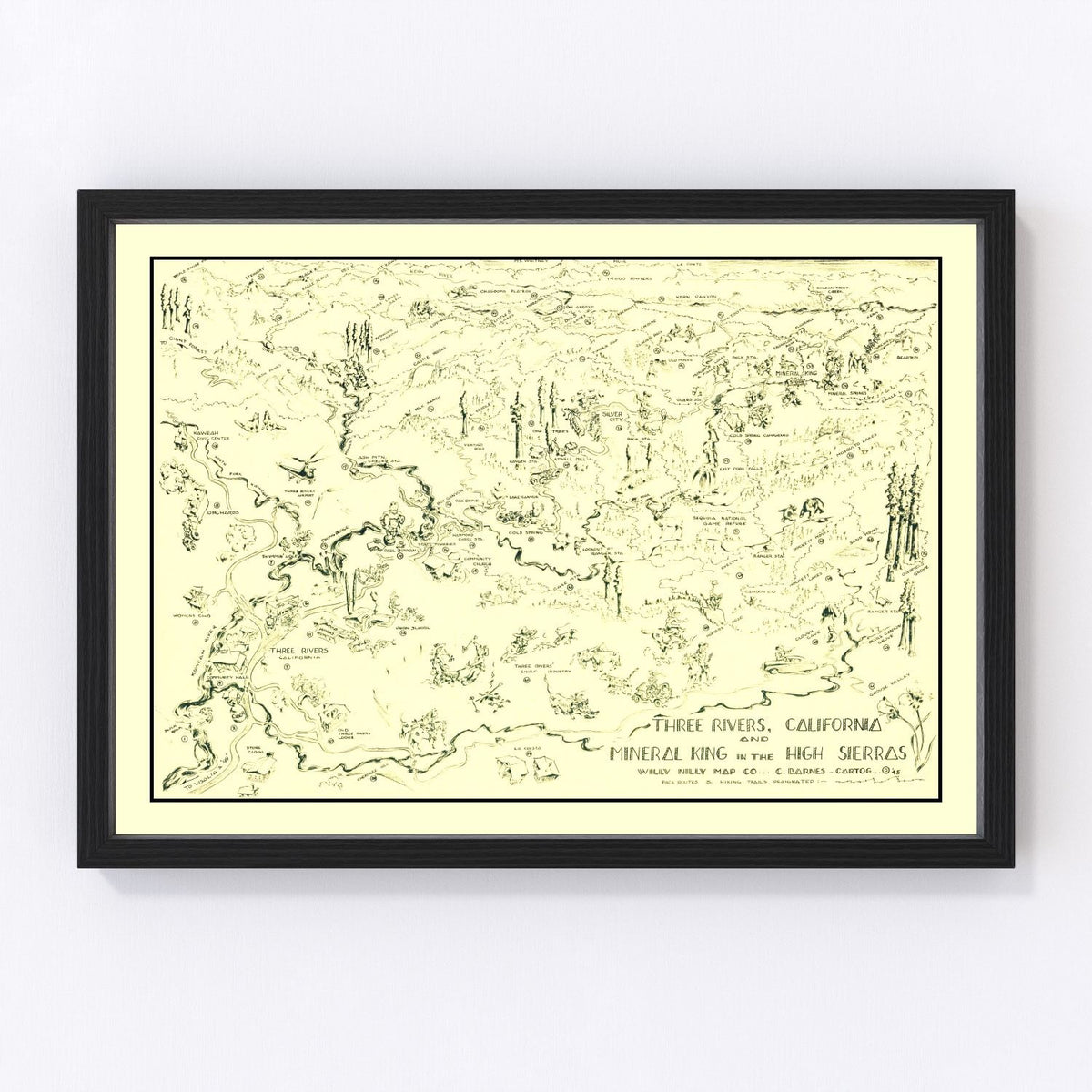 Three Rivers Vintage Map 1945