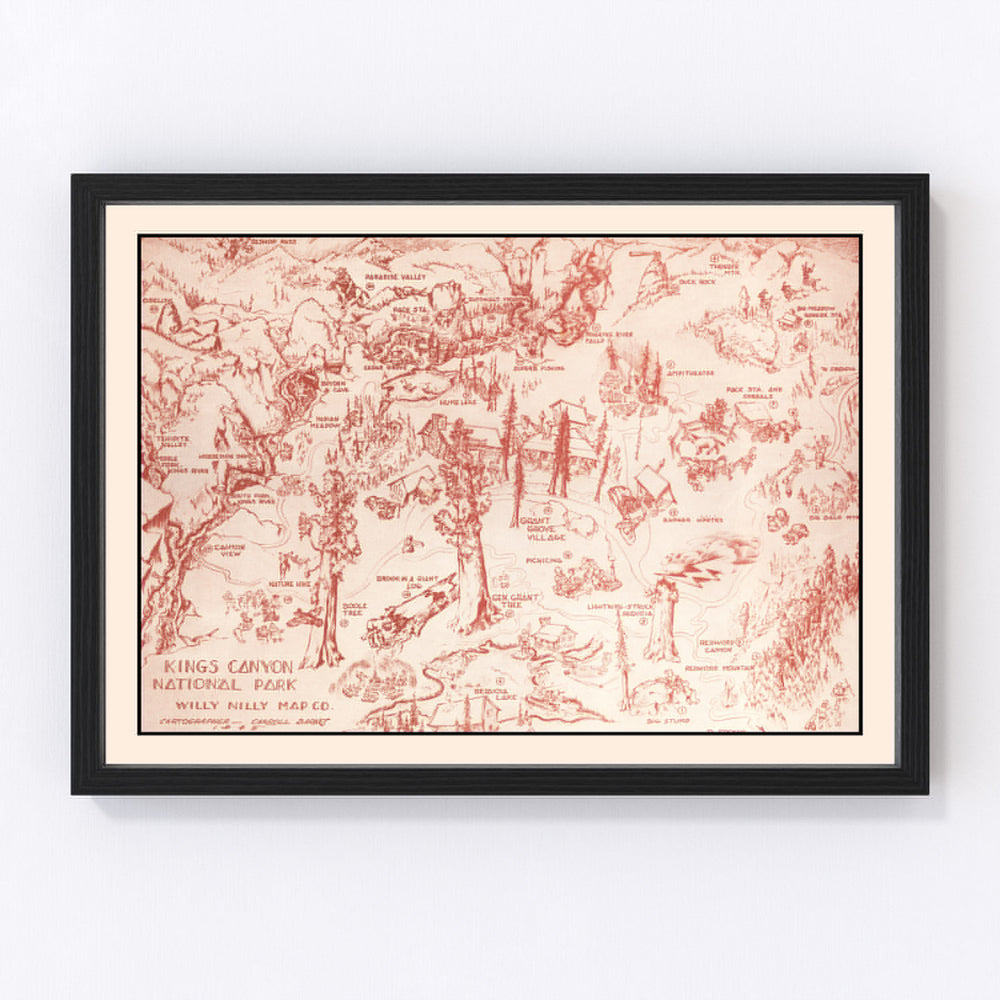 Kings Canyon National Park Vintage Map 1945