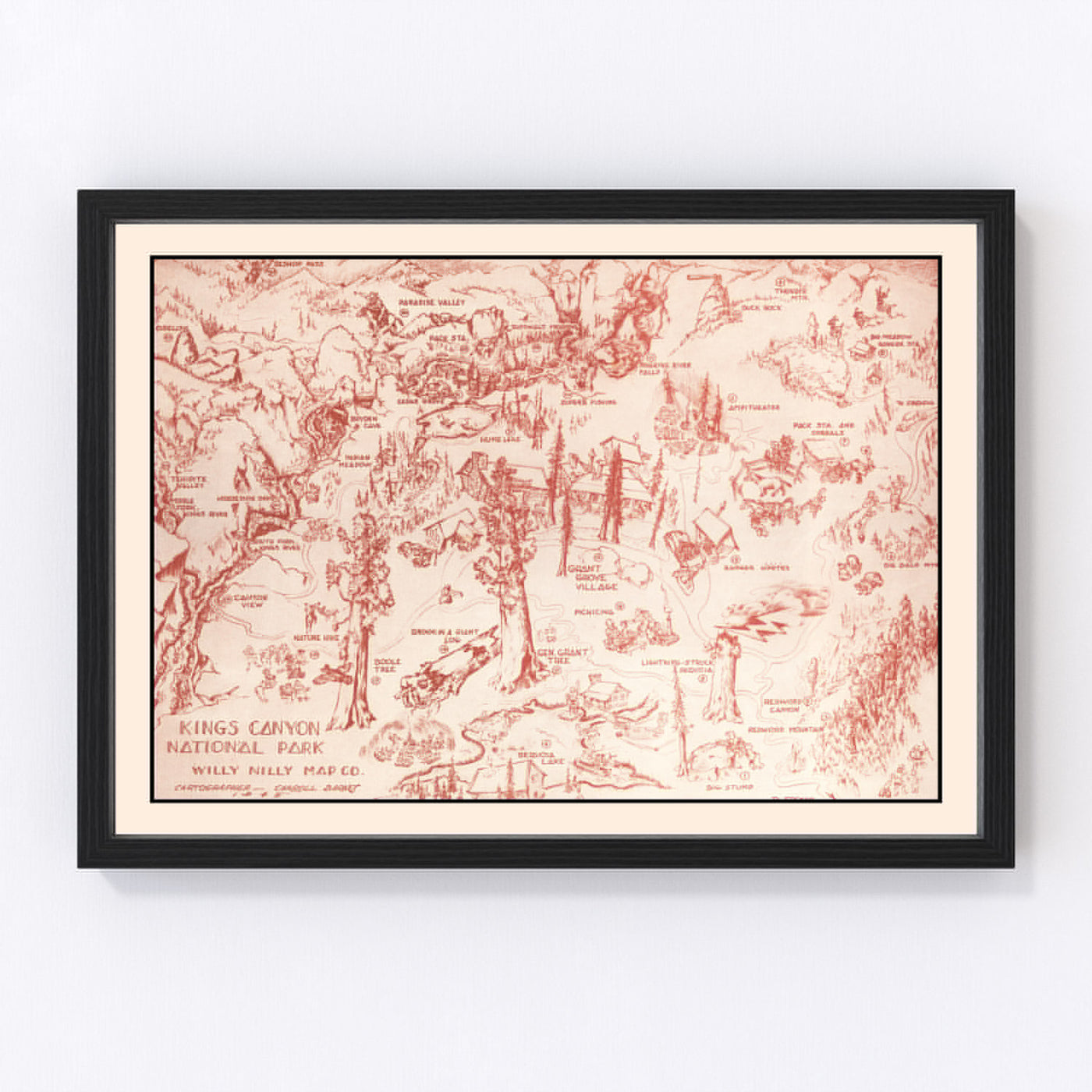 Kings Canyon National Park Vintage Map 1945
