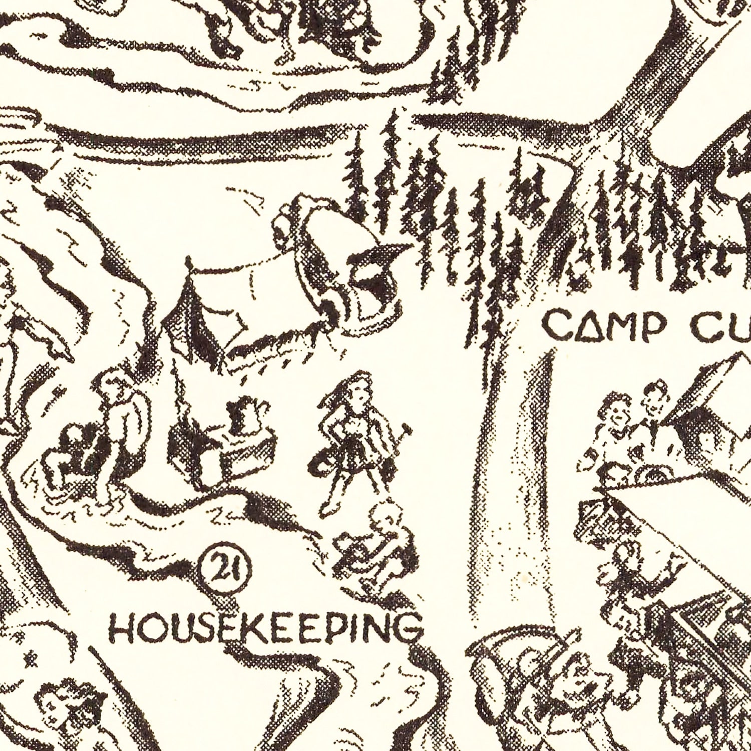 Restored historic details from the 1946 national park map of County, California