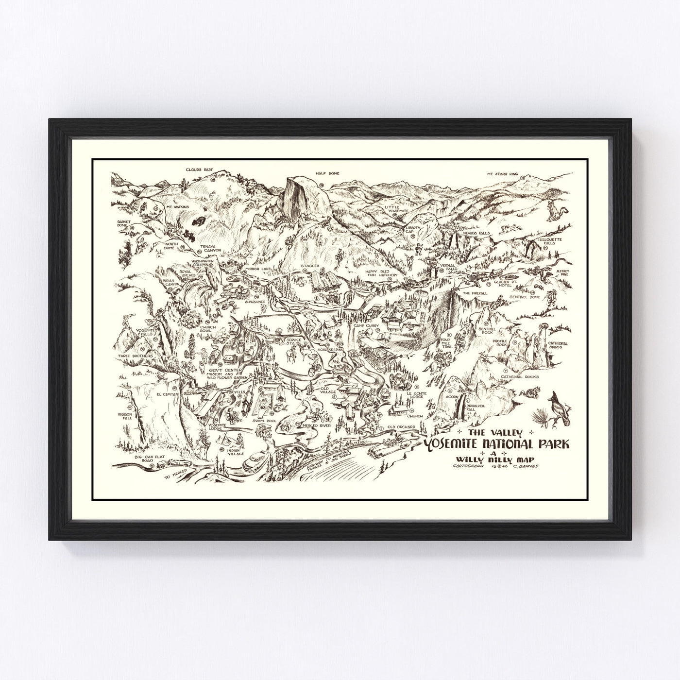 Yosemite National Park Vintage Map 1946