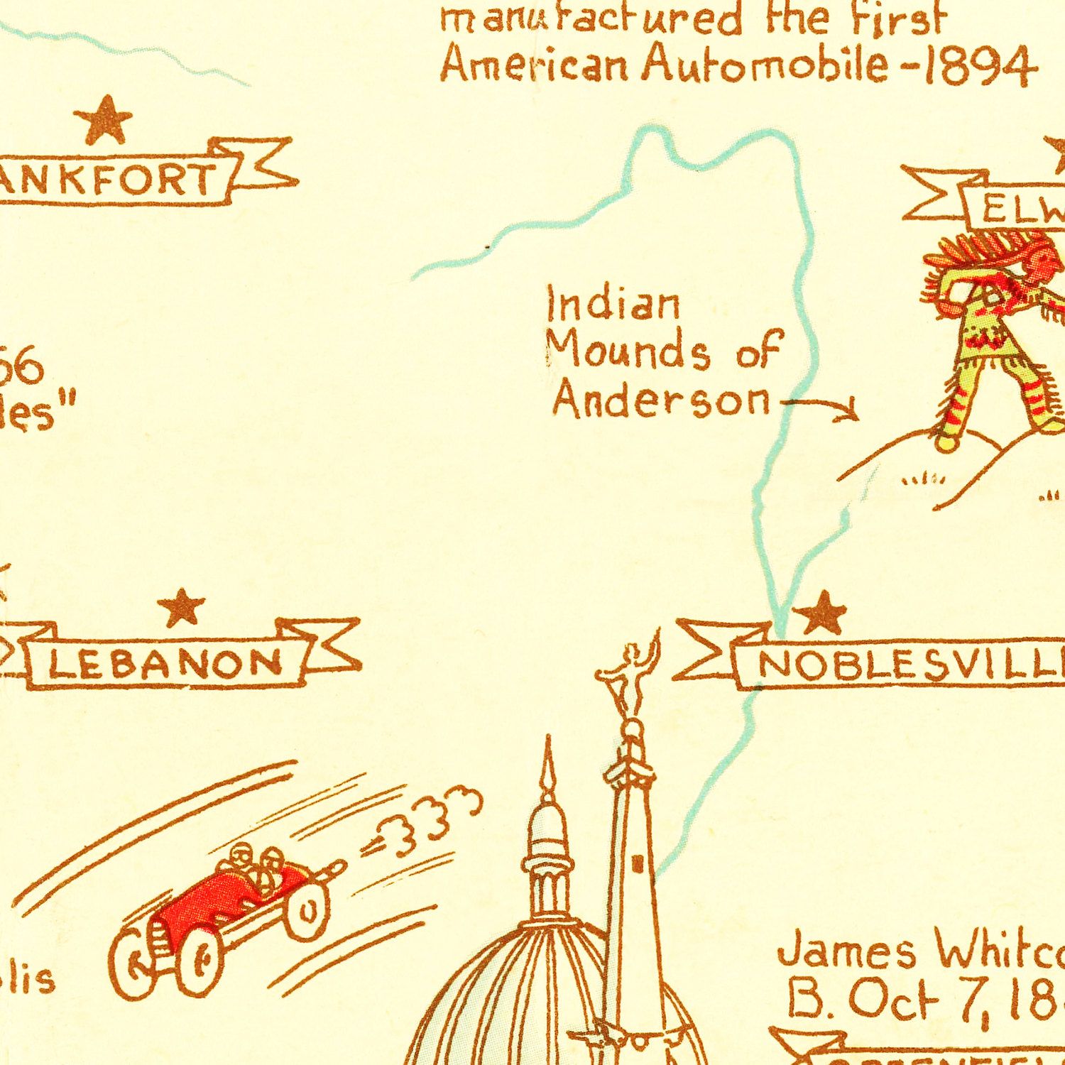 Restored historic details from the 1932 state map of County, Indiana