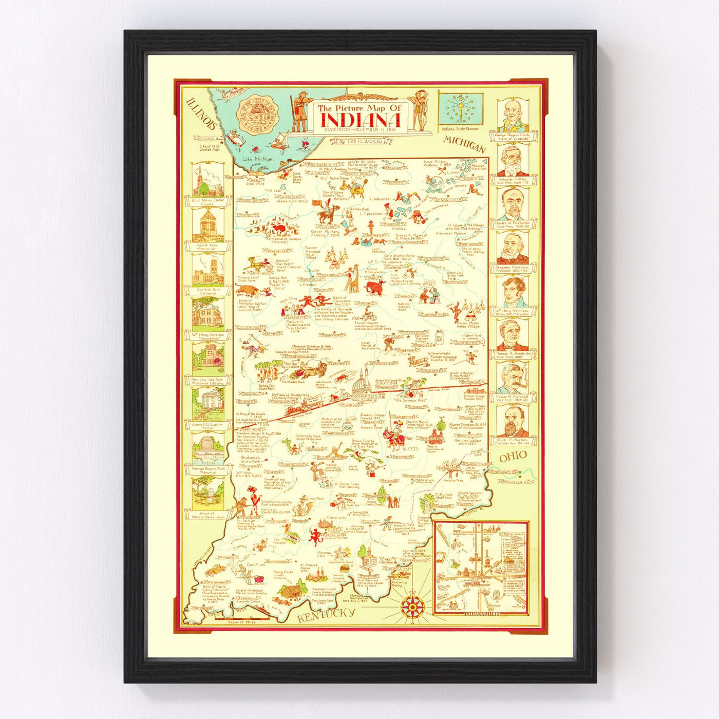 Indiana Vintage Map 1932