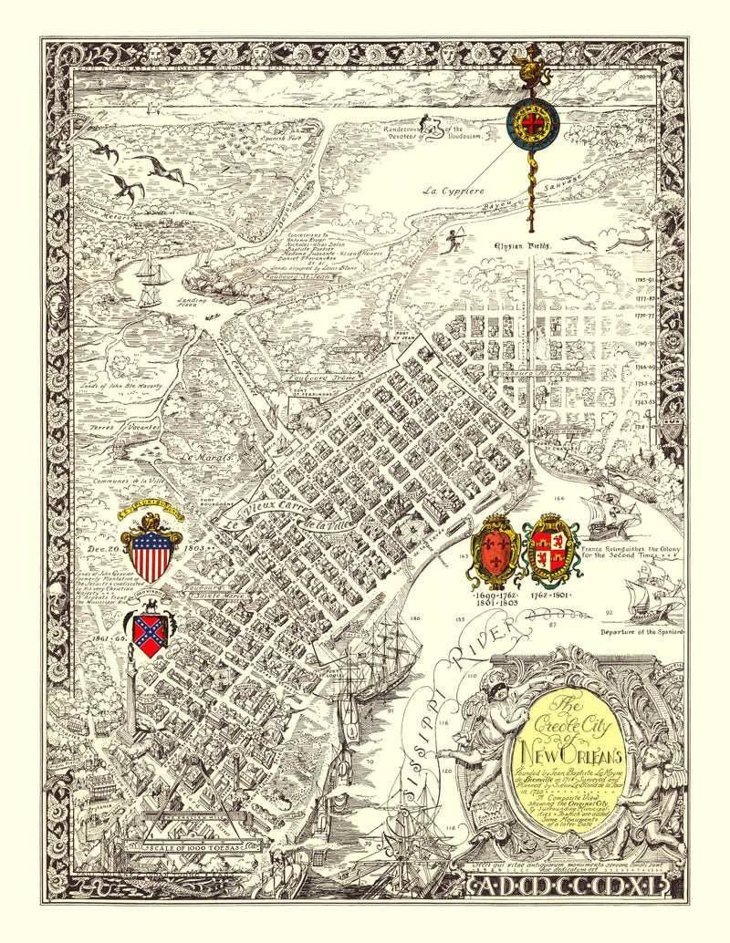 Size comparison using Vintage Map of New Orleans, Louisiana 1930