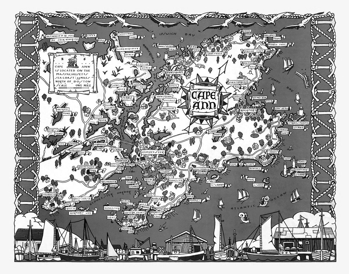 Preview of Vintage Map of Cape Ann, 1937