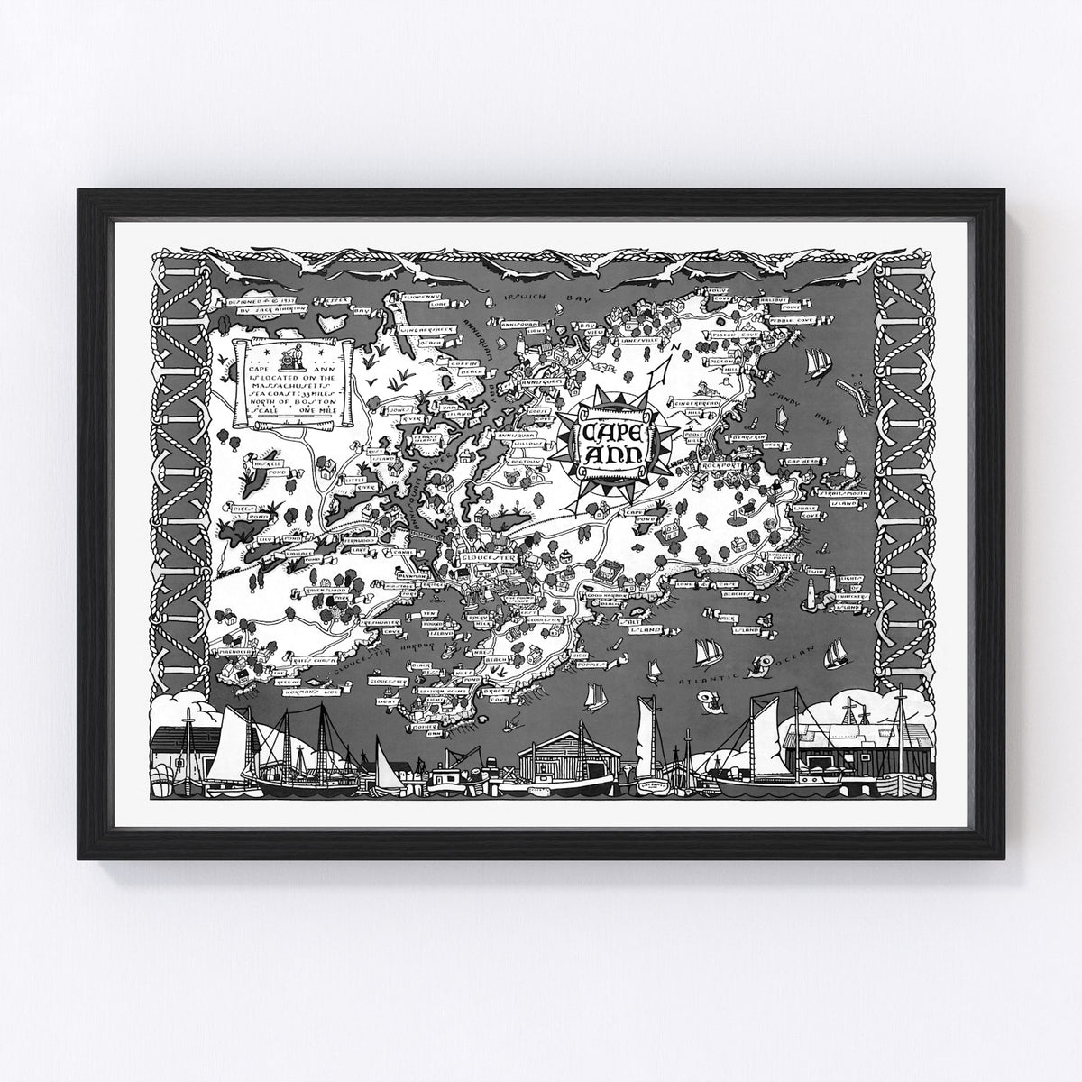 Cape Ann Vintage Map 1937
