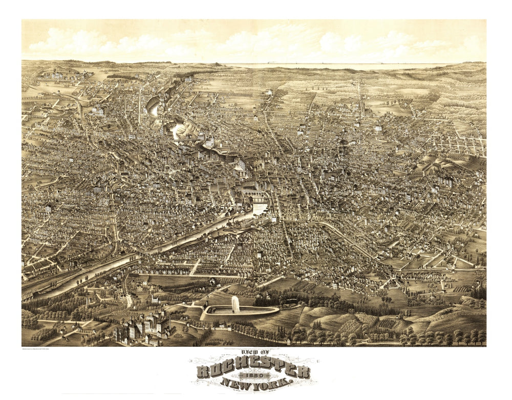 Vintage Map of Rochester, New York 1880 print style example