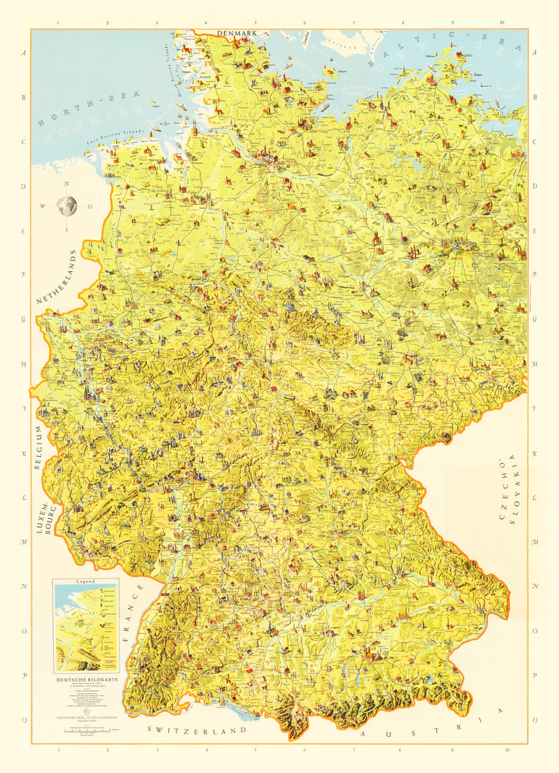 Size comparison using Vintage Map of Germany 1954