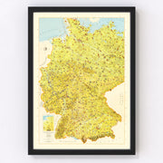 Germany Vintage Map 1954