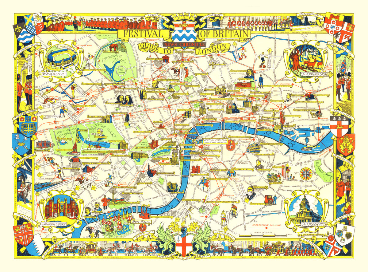 Preview of Vintage Map of London, England 1951