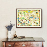 Vintage Map of London, England 1951