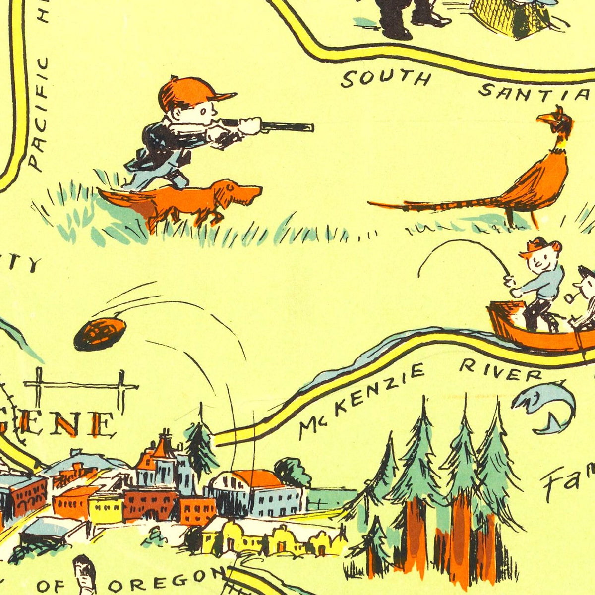 Restored historic details from the 1936 state map of County, Oregon