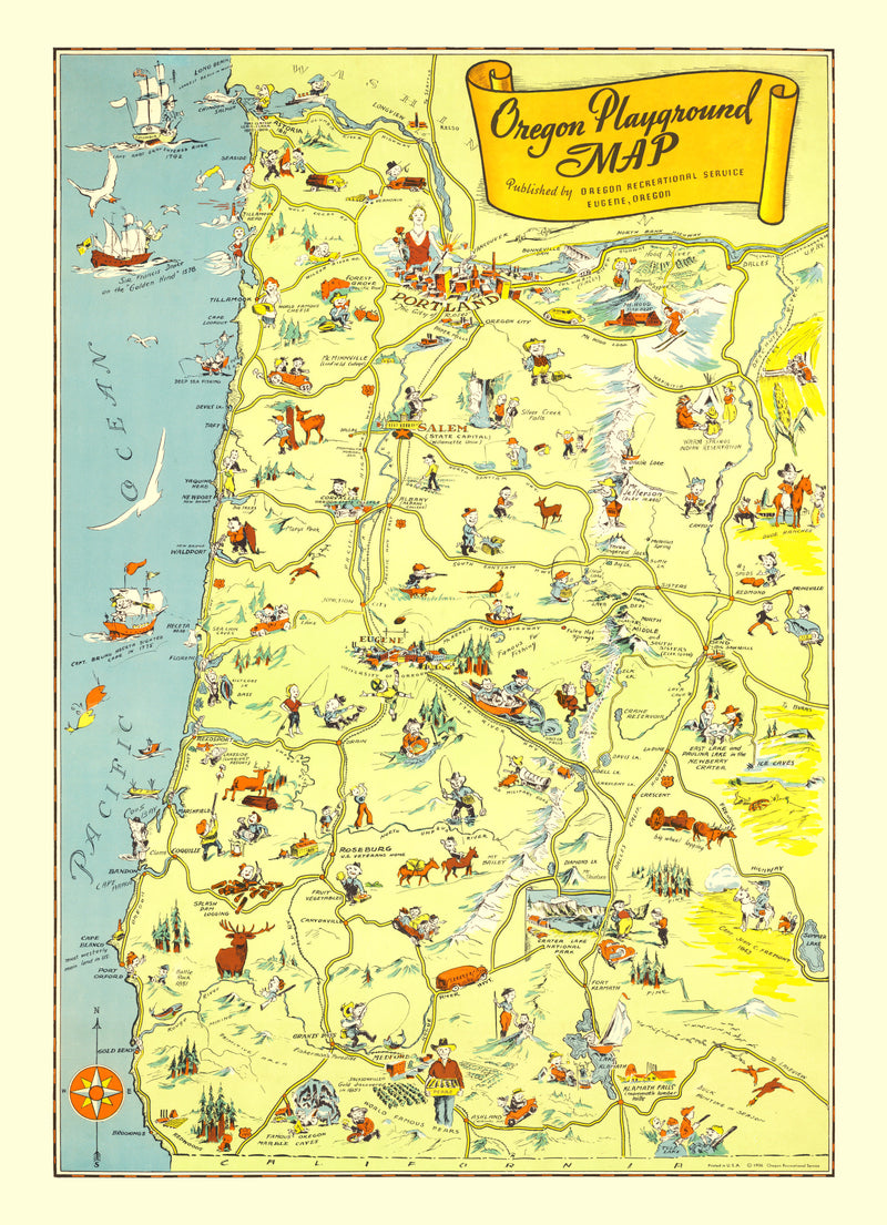 Size comparison using Vintage Map of Oregon 1936