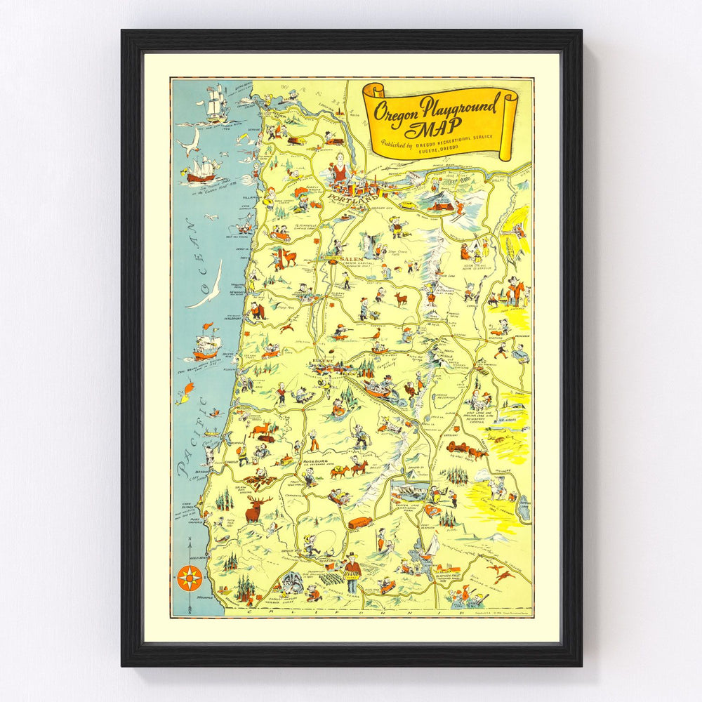 Oregon Vintage Map 1936