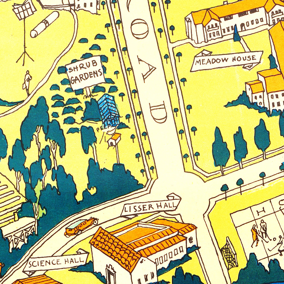 Restored historic details from the 1920 university map of Oakland, California