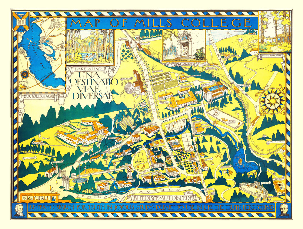 Vintage Map of Mills College, 1920 print style example