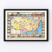 United States Vintage Map 1933