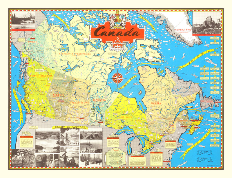 Size comparison using Vintage Map of Canada 1945