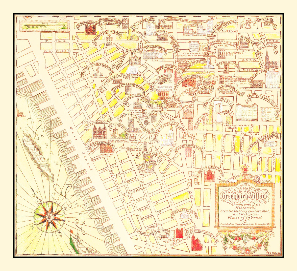Preview of Vintage Map of Greenwich Village, New York 1934