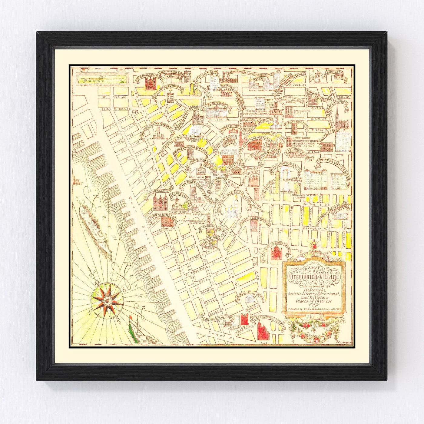 Greenwich Village Vintage Map 1934