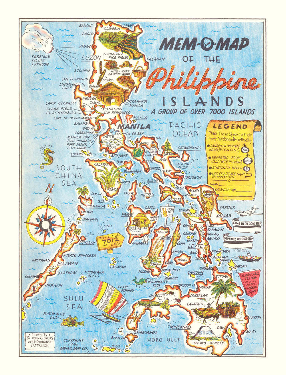 Vintage Map of Philippines 1945 print style example