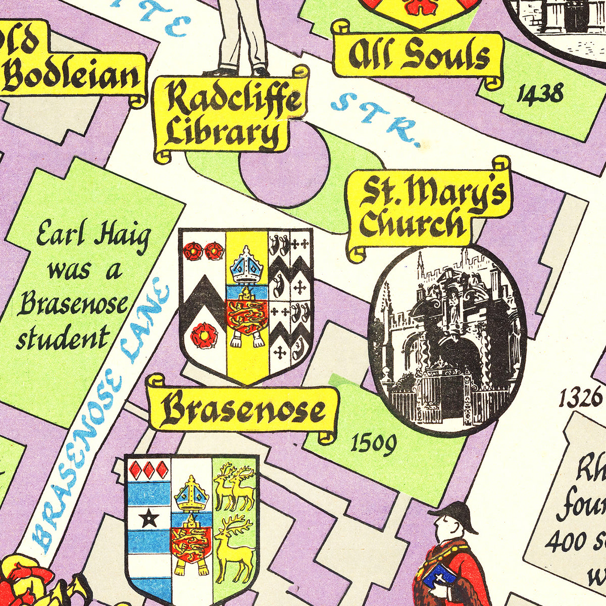 Restored historic details from the 1949 city map of Oxford