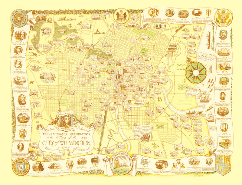 Size comparison using Vintage Map of Wilmington, Delaware 1938