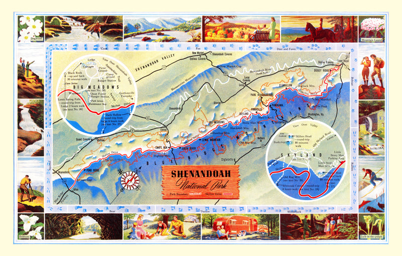 Size comparison using Vintage Map of Shenandoah National Park, 1947