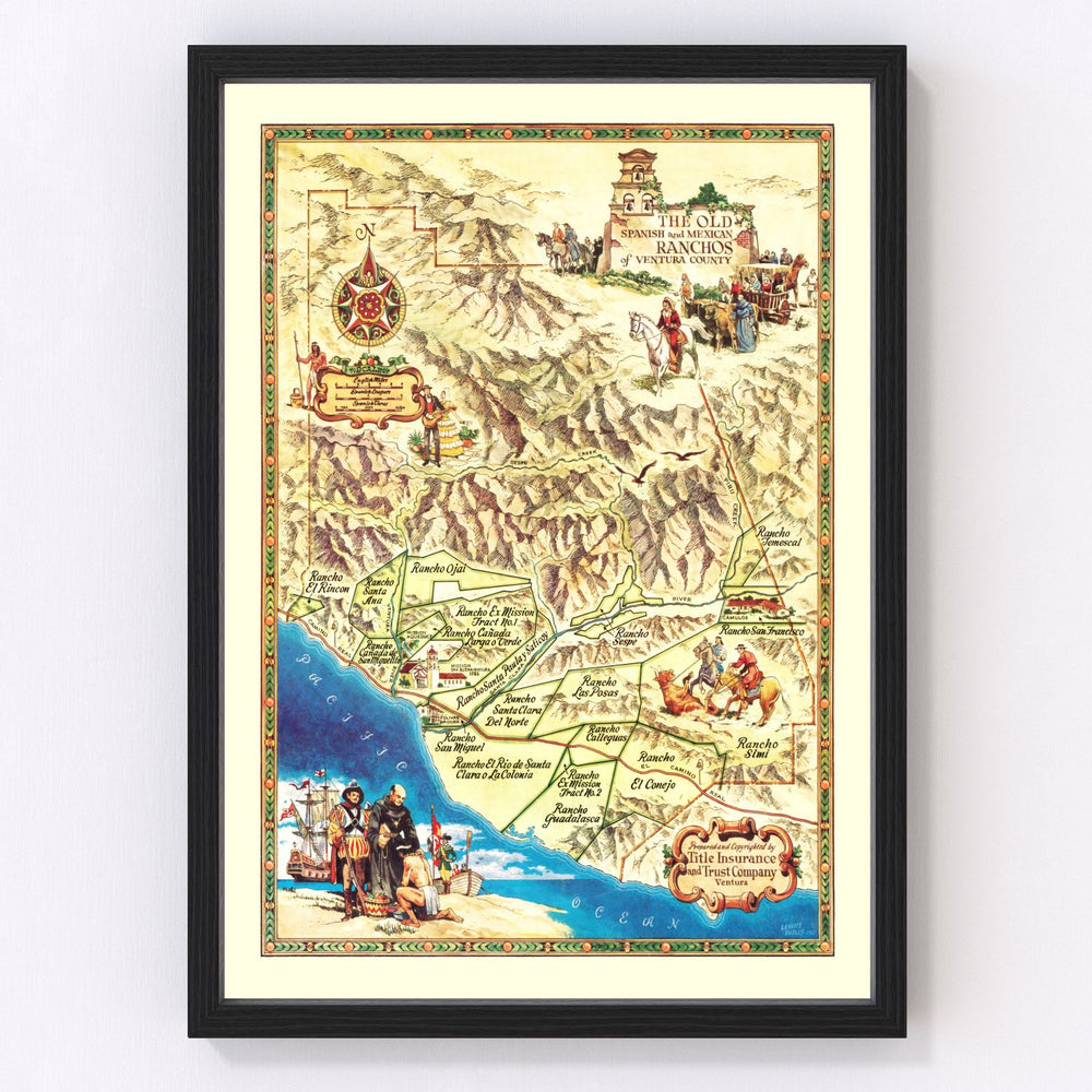 Ventura County Vintage Map 1965