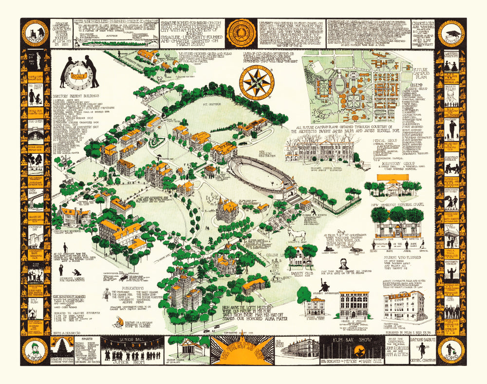 Syracuse University Vintage Map 1928 print style example