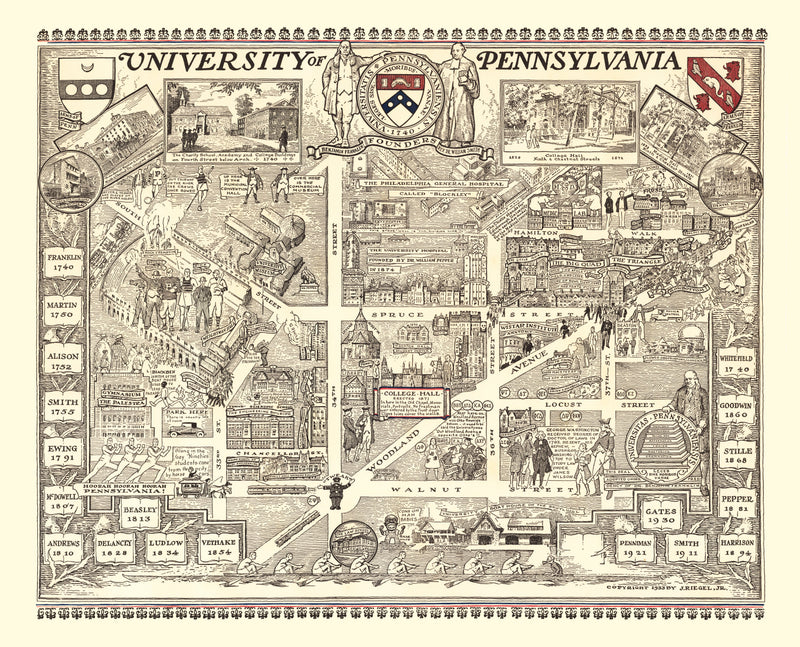 Size comparison using Vintage Map of University of Pennsylvania, 1933