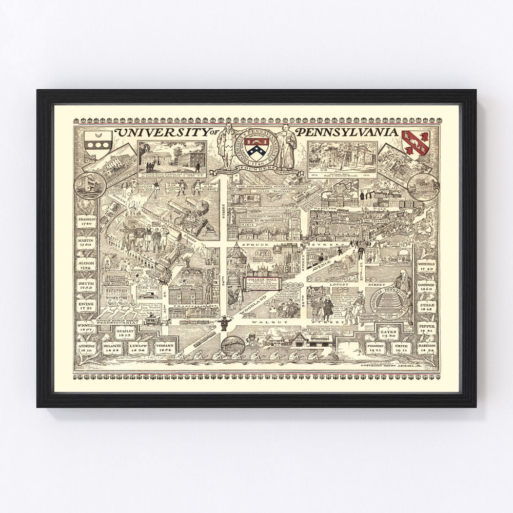 University of Pennsylvania Vintage Map 1933