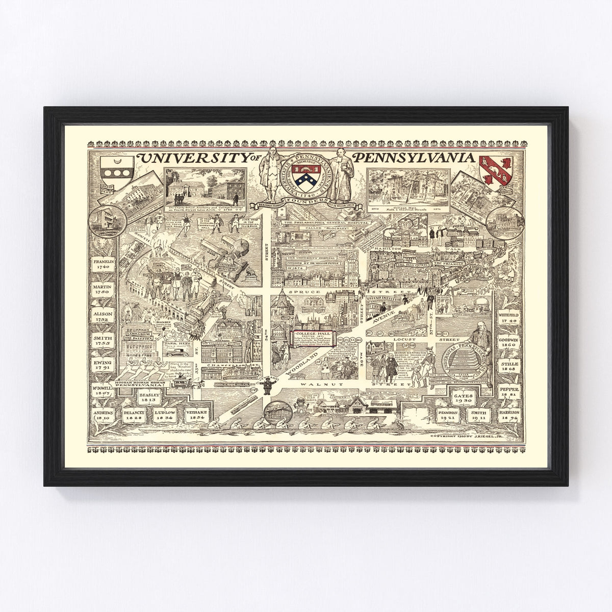 University of Pennsylvania Vintage Map 1933