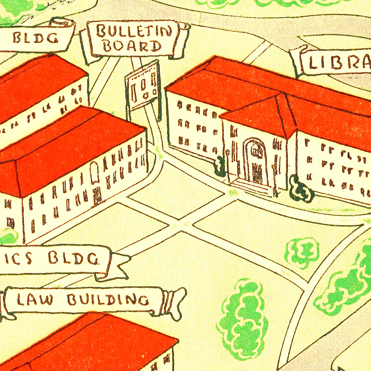 Restored historic details from the 1941 university map of Atlanta, Georgia