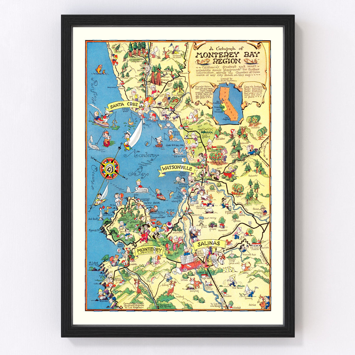 Monterey Bay Vintage Map 1932