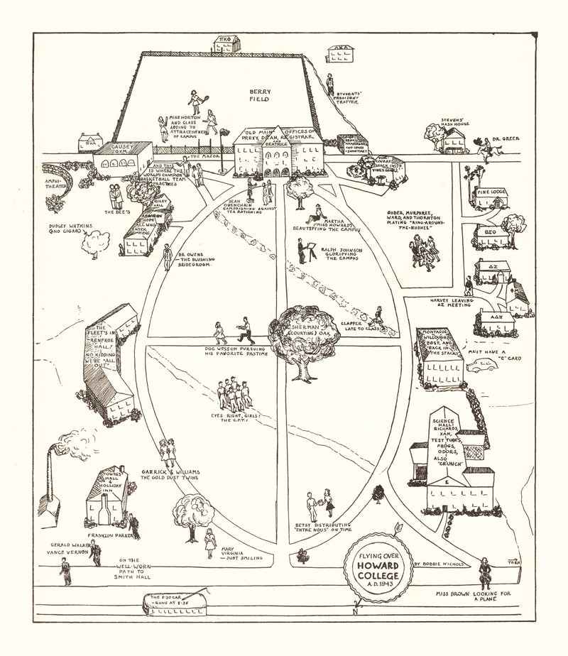 Size comparison using Vintage Map of Howard College, 1943