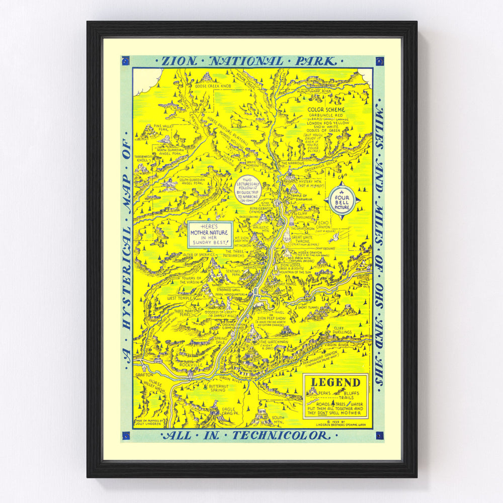 Zion National Park Vintage Map 1939