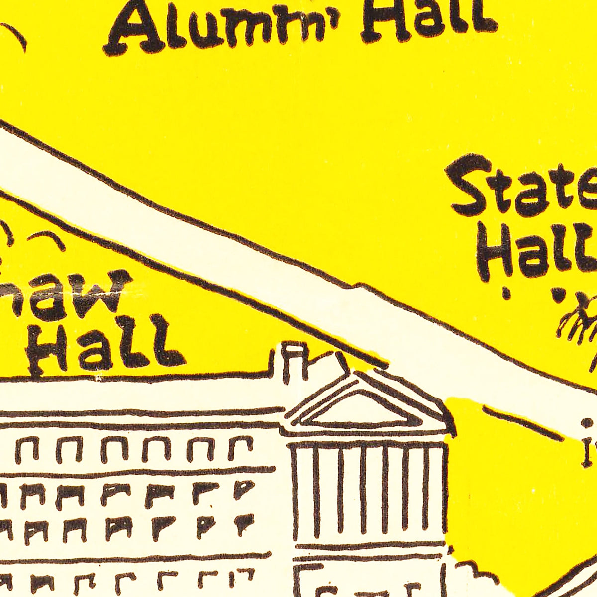 Restored historic details from the 1935 university map of Pittsburgh, Pennsylvania