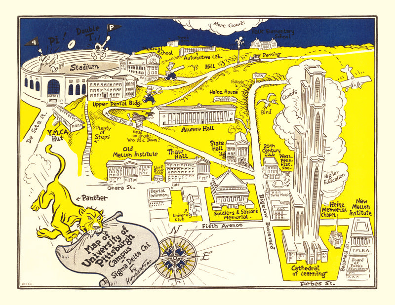 Size comparison using Vintage Map of University of Pittsburgh, 1935