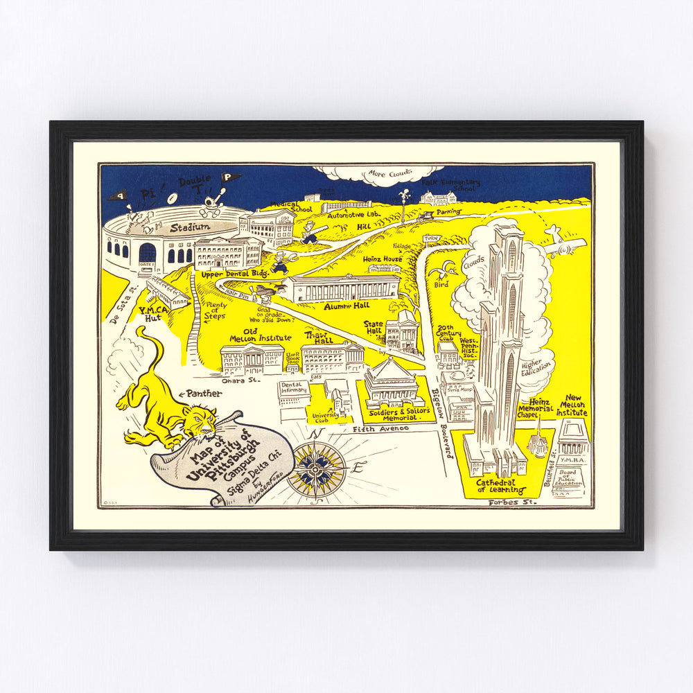 University of Pittsburgh Vintage Map 1935