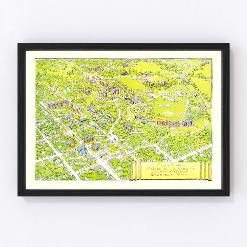 Denison University Vintage Map 1944