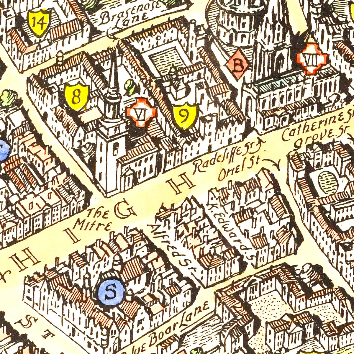 Restored historic details from the 1936 city map of Oxford