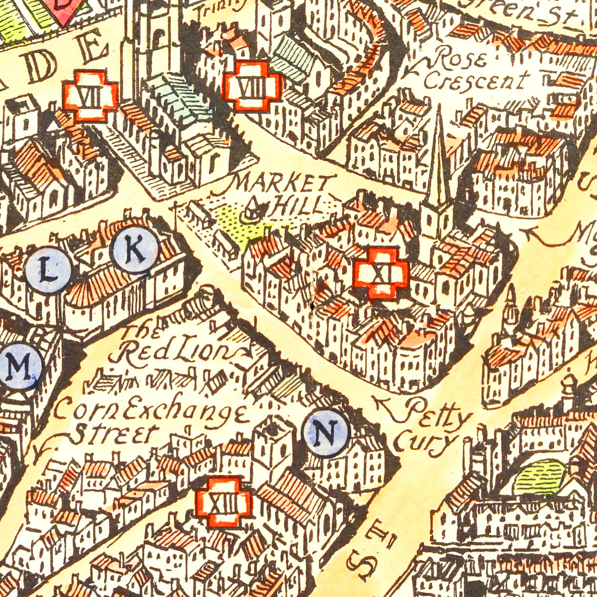 Restored historic details from the 1929 city map of Cambridge