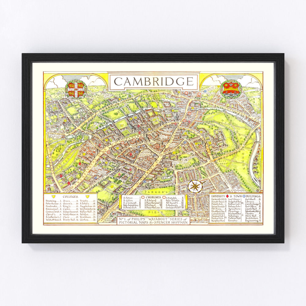 Cambridge Vintage Map 1929
