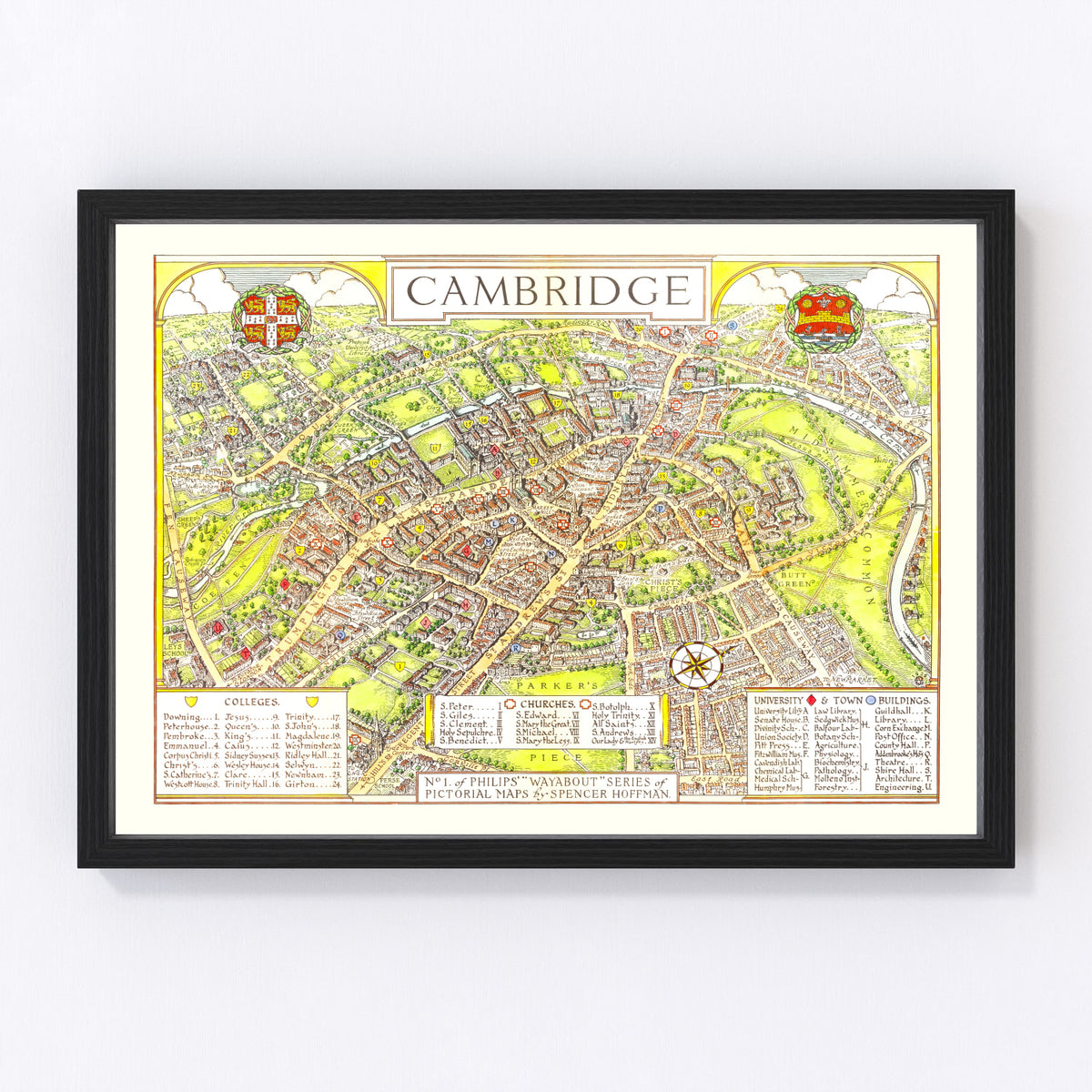 Cambridge Vintage Map 1929