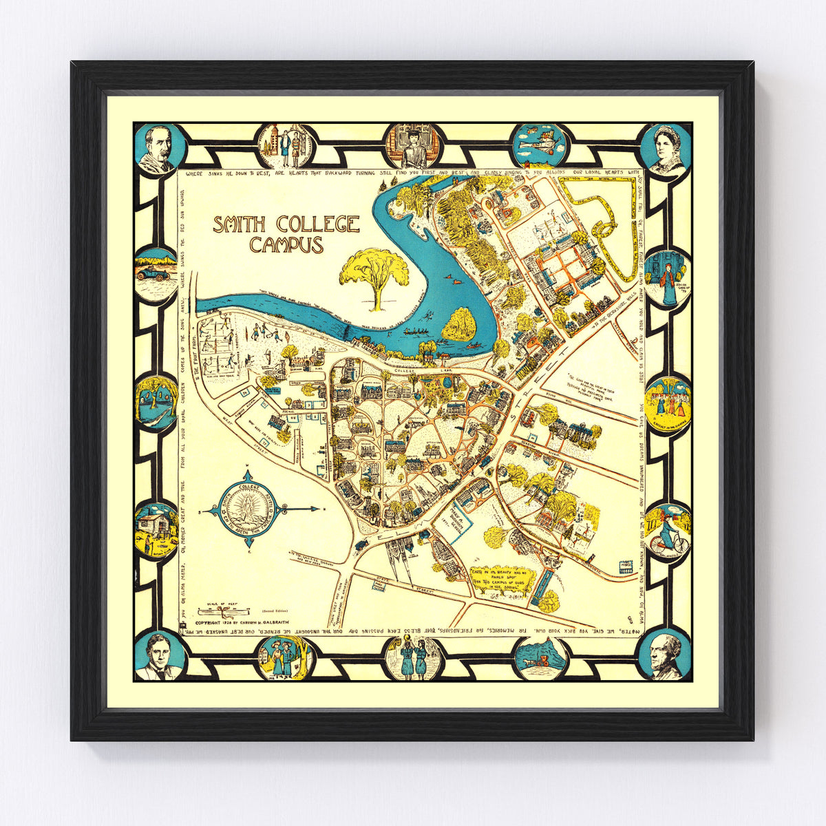 Smith College Vintage Map 1928