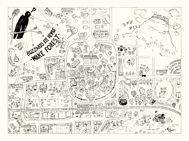 Size comparison using Vintage Map of Wake Forest University, 1937
