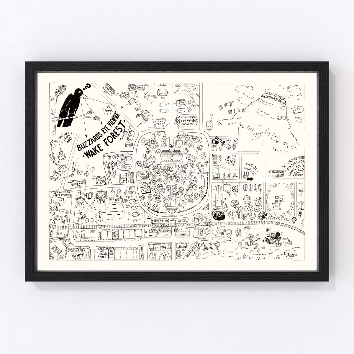 Wake Forest University Vintage Map 1937