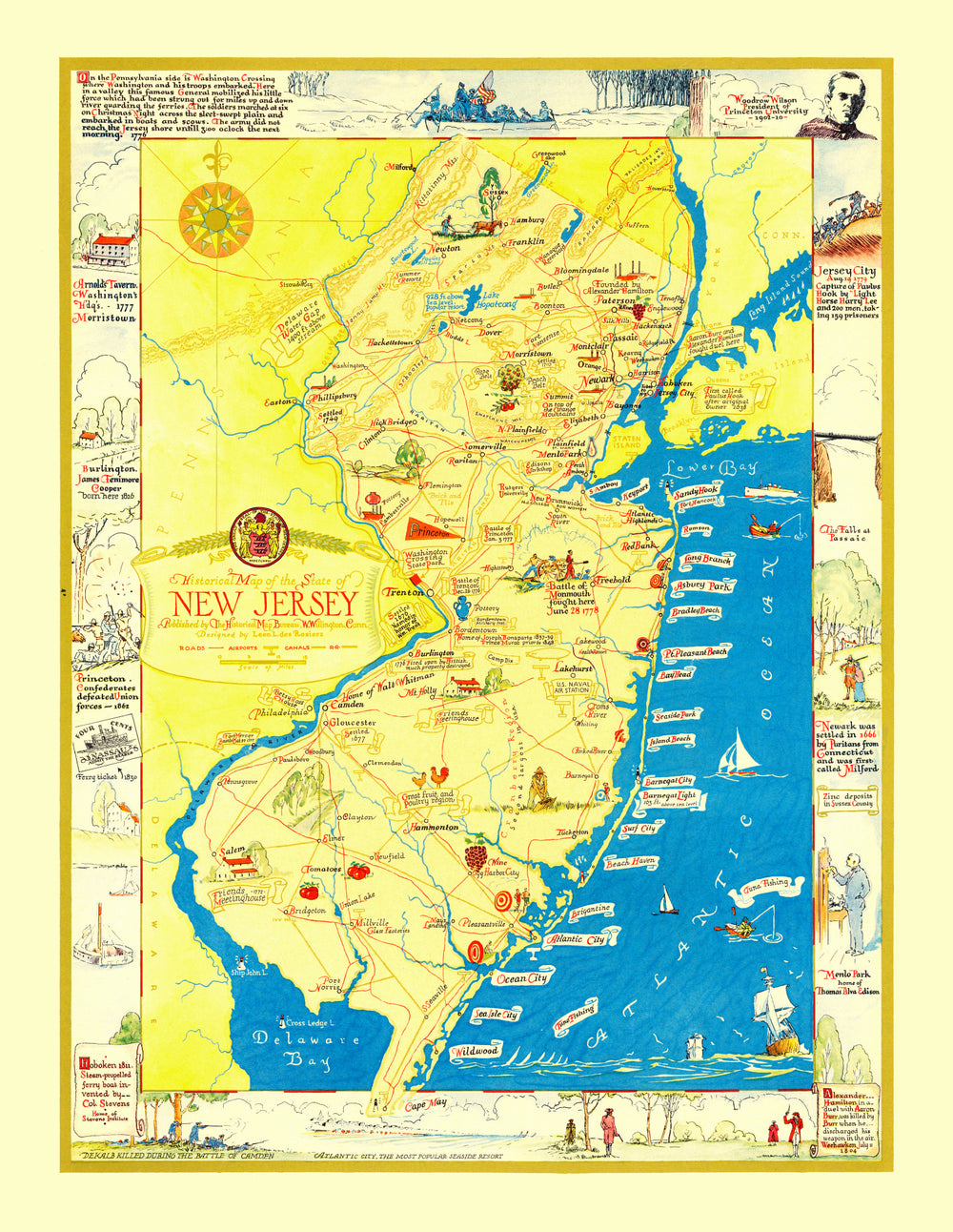 Vintage Map of New Jersey 1939 print style example
