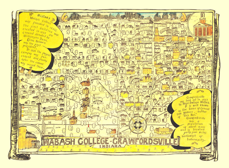 Size comparison using Vintage Map of Wabash College, 1928